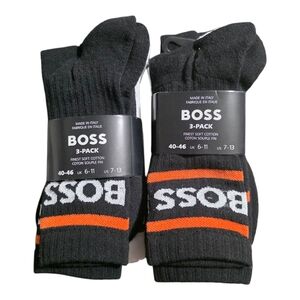 Hugo Boss Men's 2×3-pack Cotton Crew Socks Made in Italy Black White Size 7-13